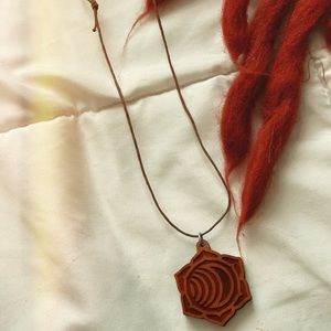 Wooden carved necklace